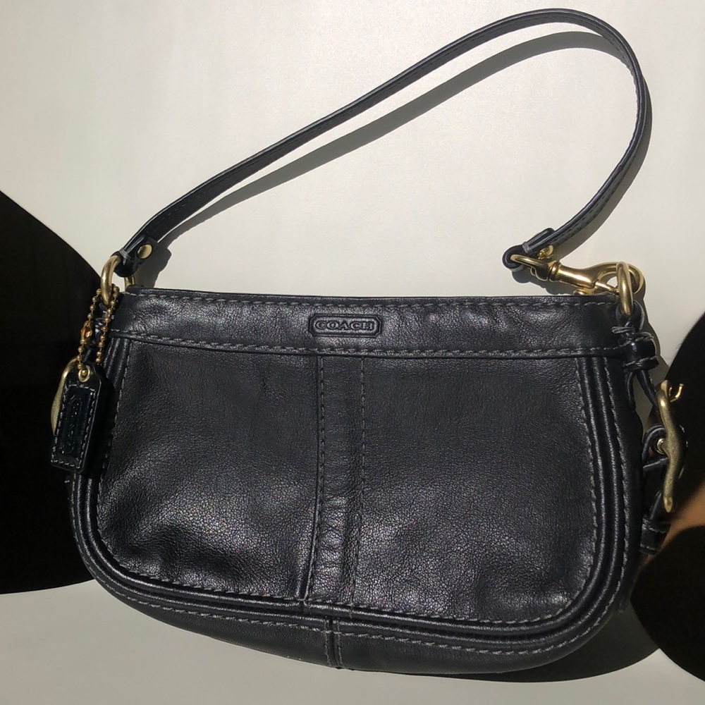 Black leather Wristlet/Clutch
